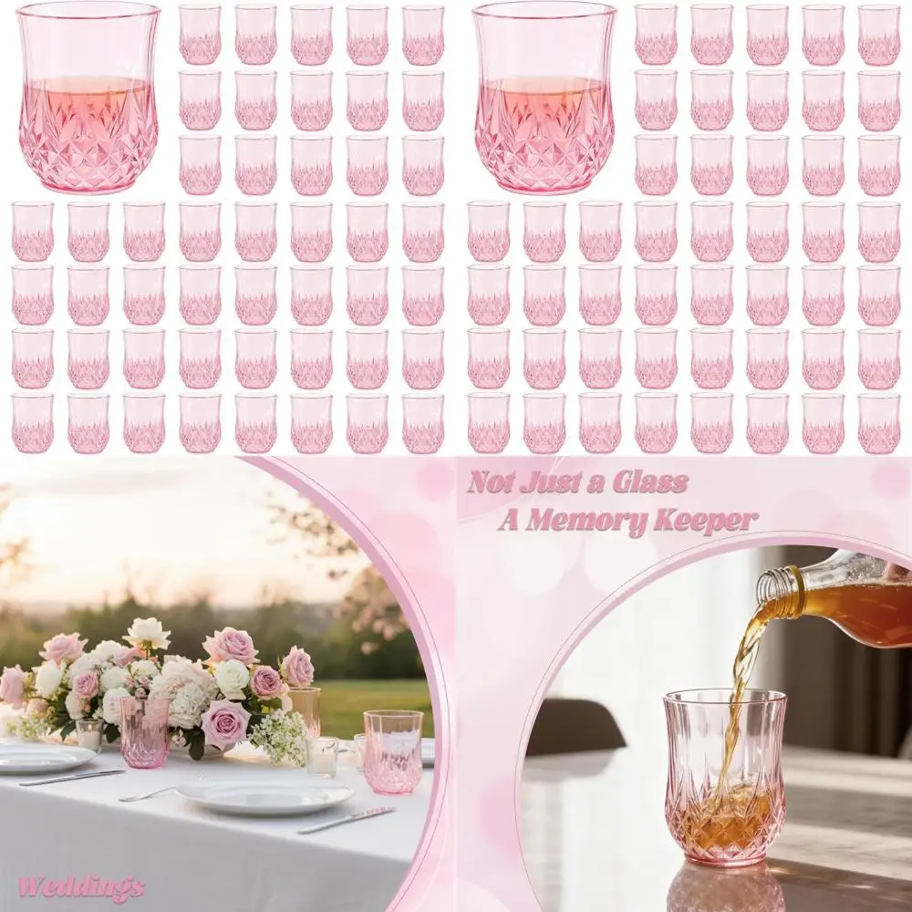 

Розовые пластиковые многоразовые бокалы для вина без ножек на 9 унций для виски, пива, сока, коктейлей и напитков