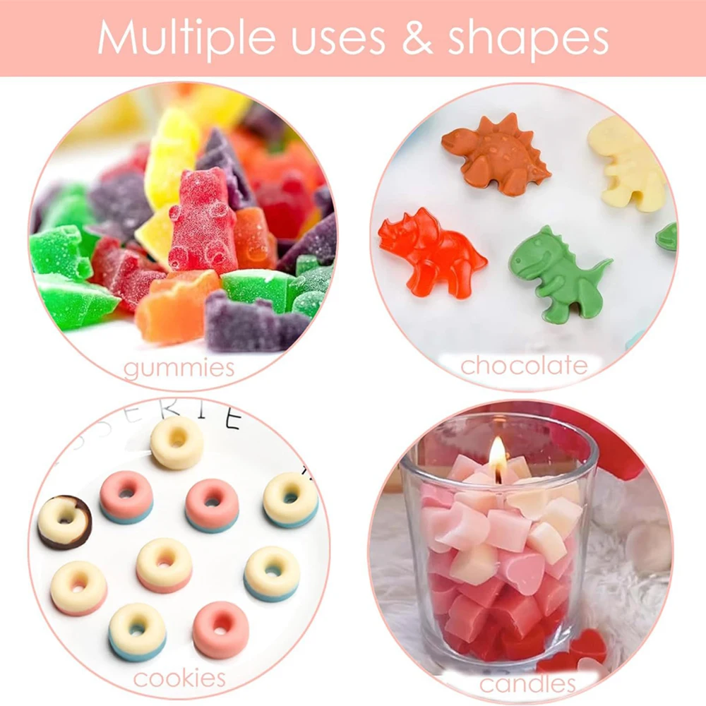 Moldes de goma para doces de urso ou bloco de gelo - Moldes de goma de chocolate de tamanho mini com 2 conta-gotas antiaderentes - cor aleatória