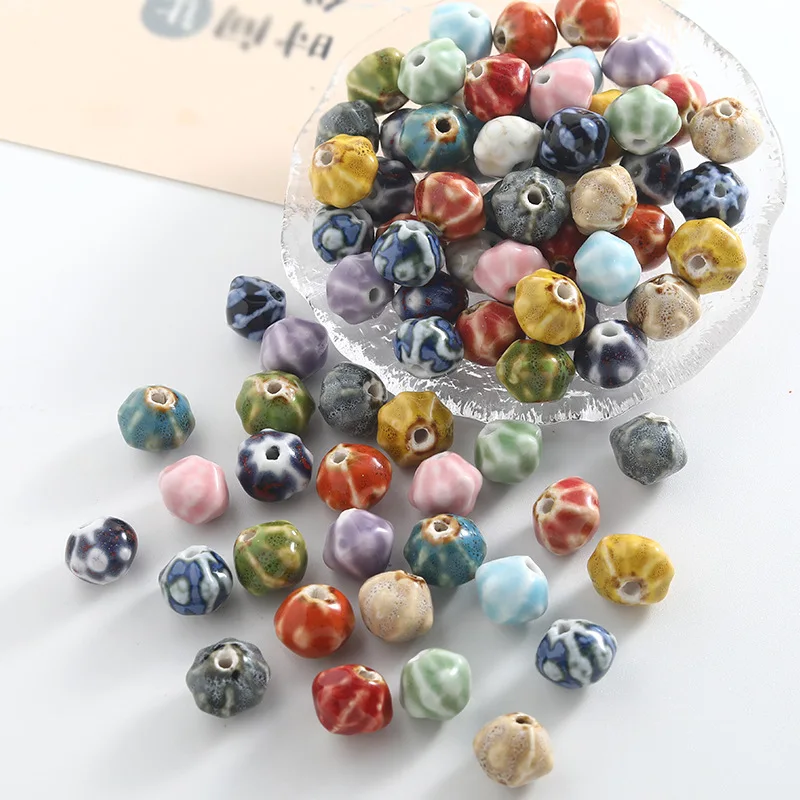 10PCS Irregular Colored Ceramics Beads For Jewelry Making Interval Beads Necklace Bracelet Craft DIY Supplies
