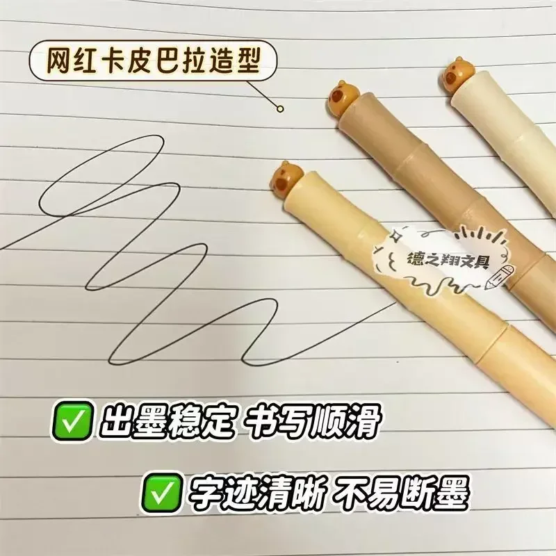 wholesale 12set  Capybara Gel Pen Set 0.5mm Black Signature Pen Student Quick Drying Cap Neutral Pen School Office Stationery
