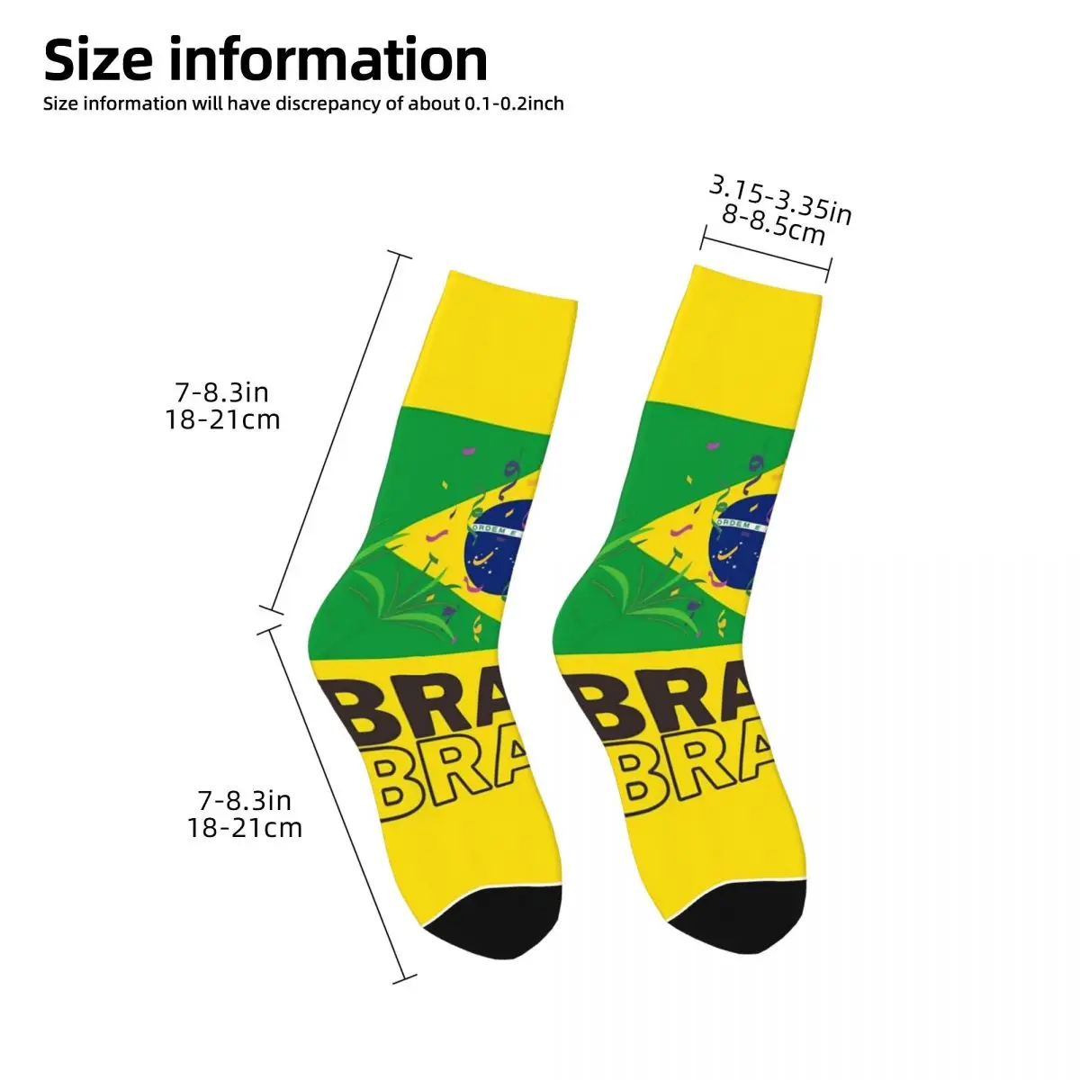 Brazil National Flag Socks Harajuku High Quality Stockings All Season Long Socks Accessories for Unisex Birthday Present