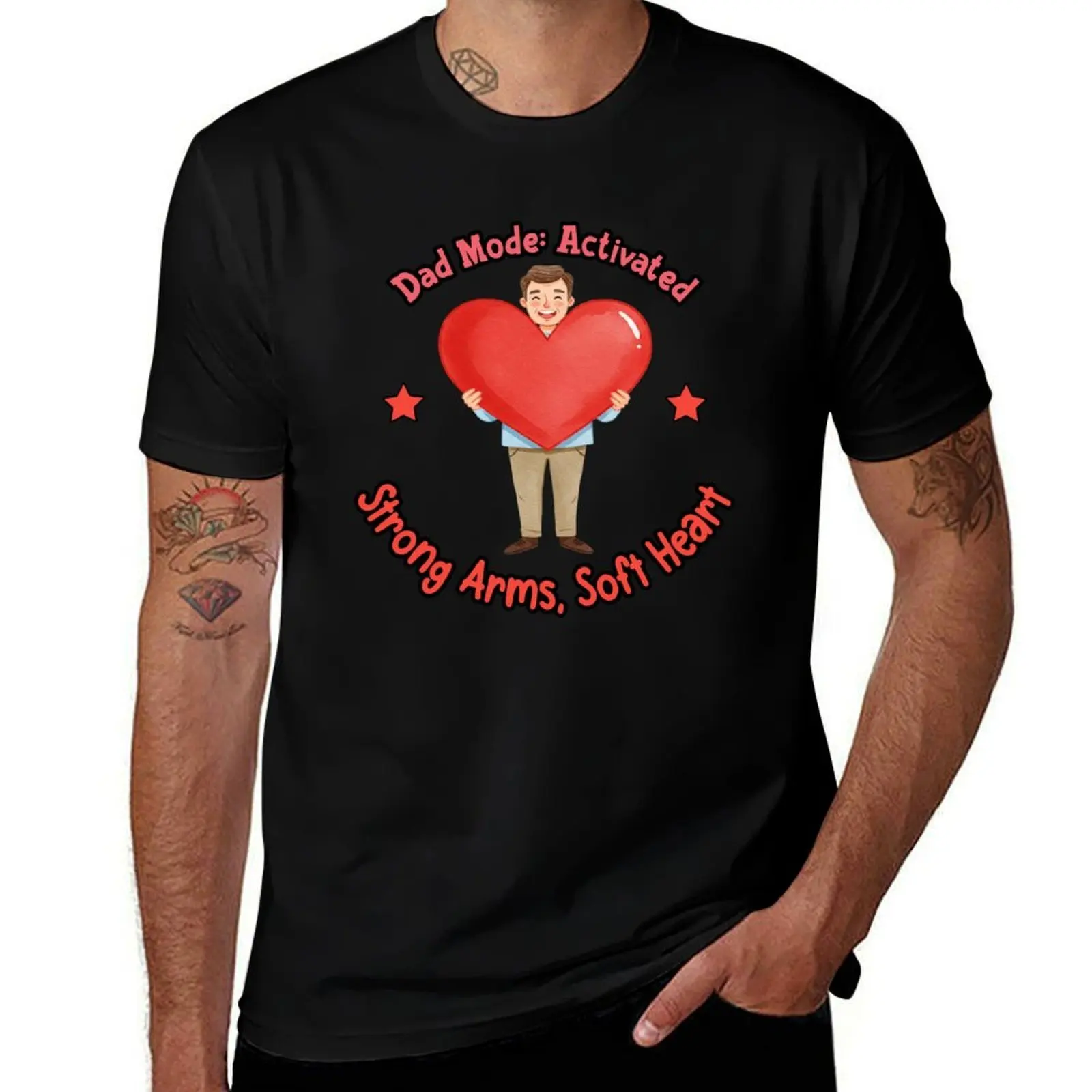

Dad Mode Activated – Funny Father’s Day Gift with Heart and Cartoon Dad T-Shirt for a boy Short sleeve tee sweat shirts, men