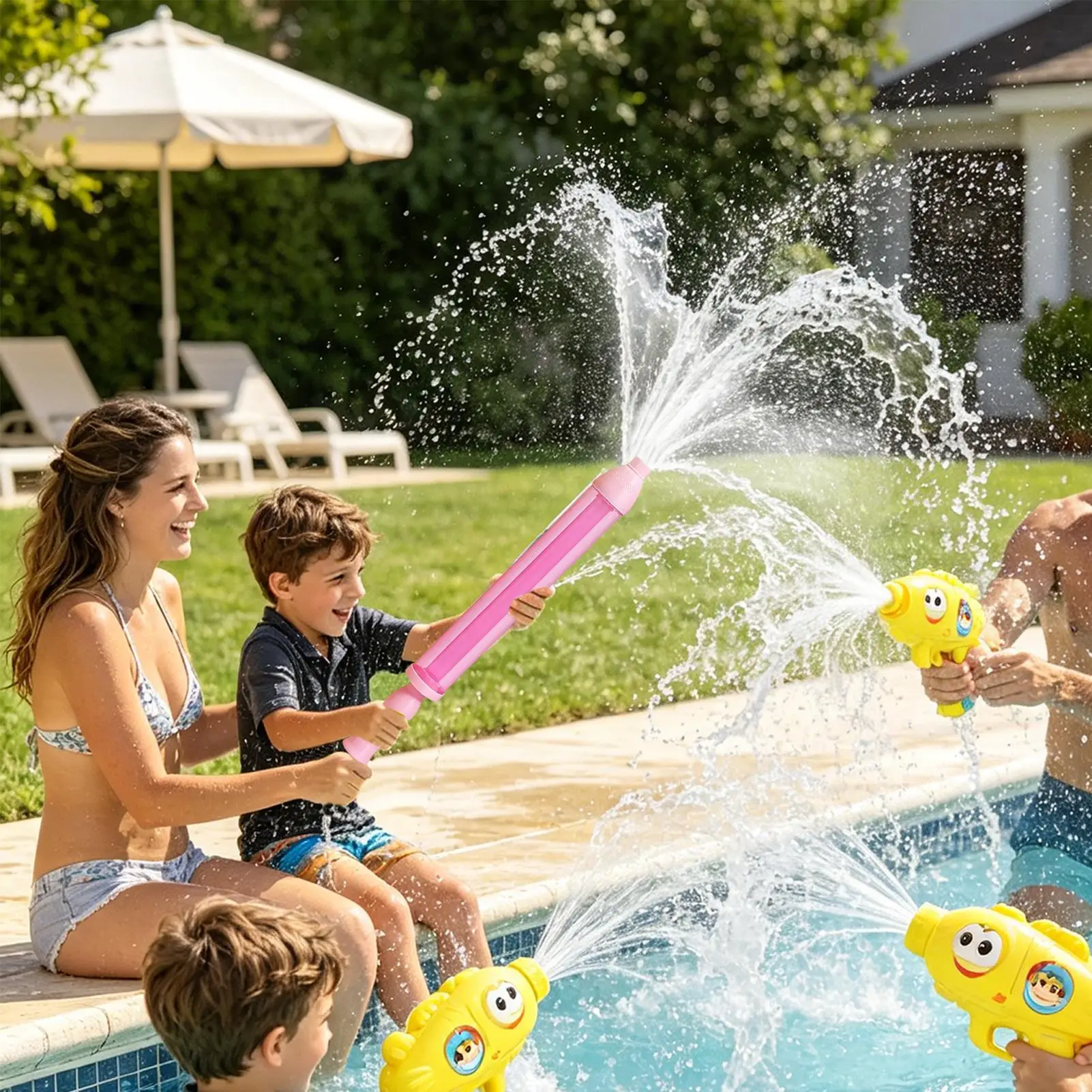 Pool Squirt Toys LED Glowing Rainbow Beach Games Kids Summer Water Play Soaker Toy For Family Girls Boys Outdoor Garden Park