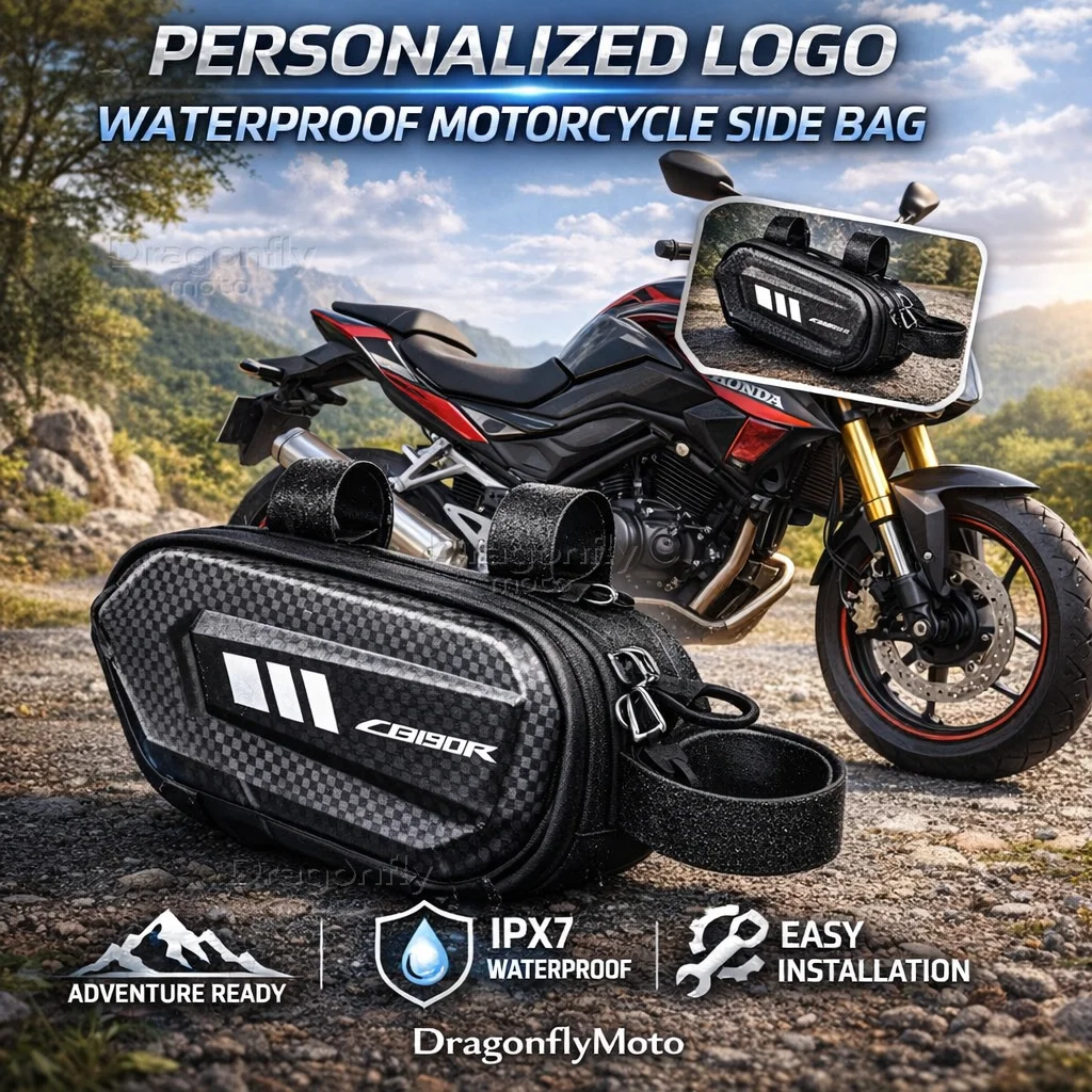 

Для мотоцикла Honda CB190R 2022 2021 2020: Боковая сумка с индивидуальным логотипом, водонепроницаемая, жесткий корпус, седельная сумка