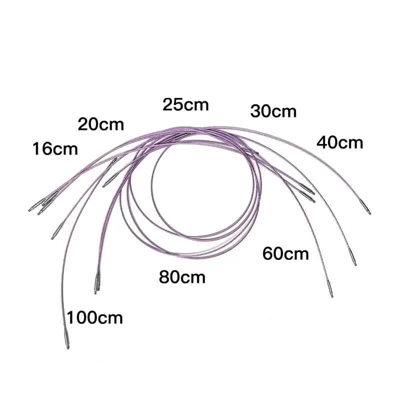 8Pcs/Set Interchangeable Circular Knitting Needle Connecting Line Rotating Accessory Rope 16/20/25/30/40/60/80/100cm Rubber Wire