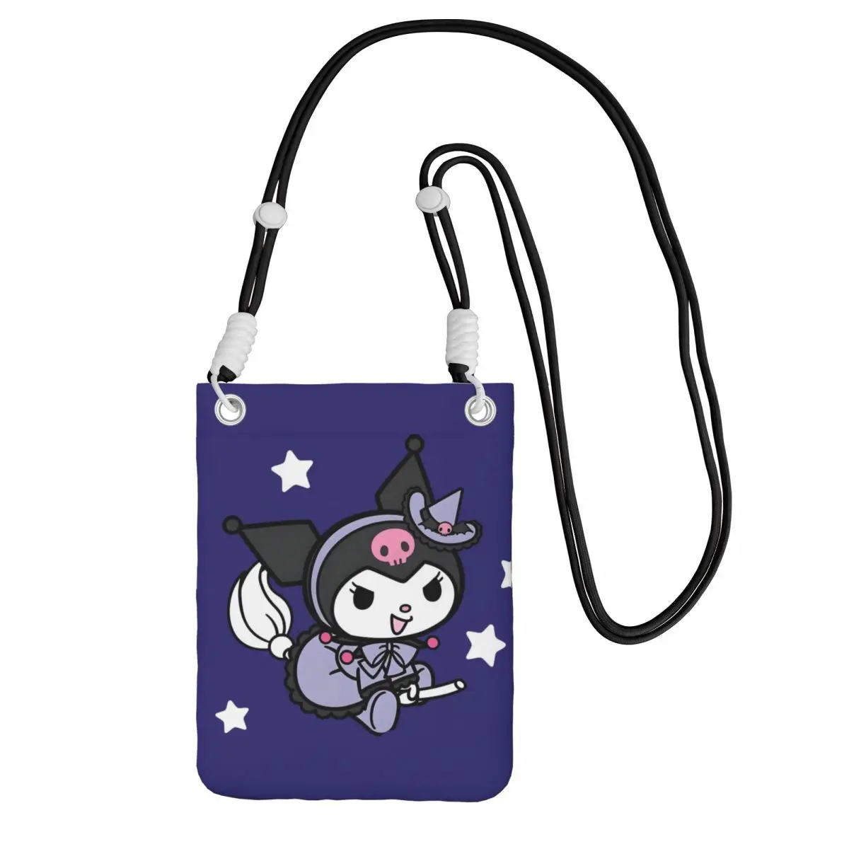 

Custom Kuromi Carry A Mobile Phone Bag Diagonally Men Women Little Devil Shoulder Crossbody Bag Detachable Shoulder Strap Walk