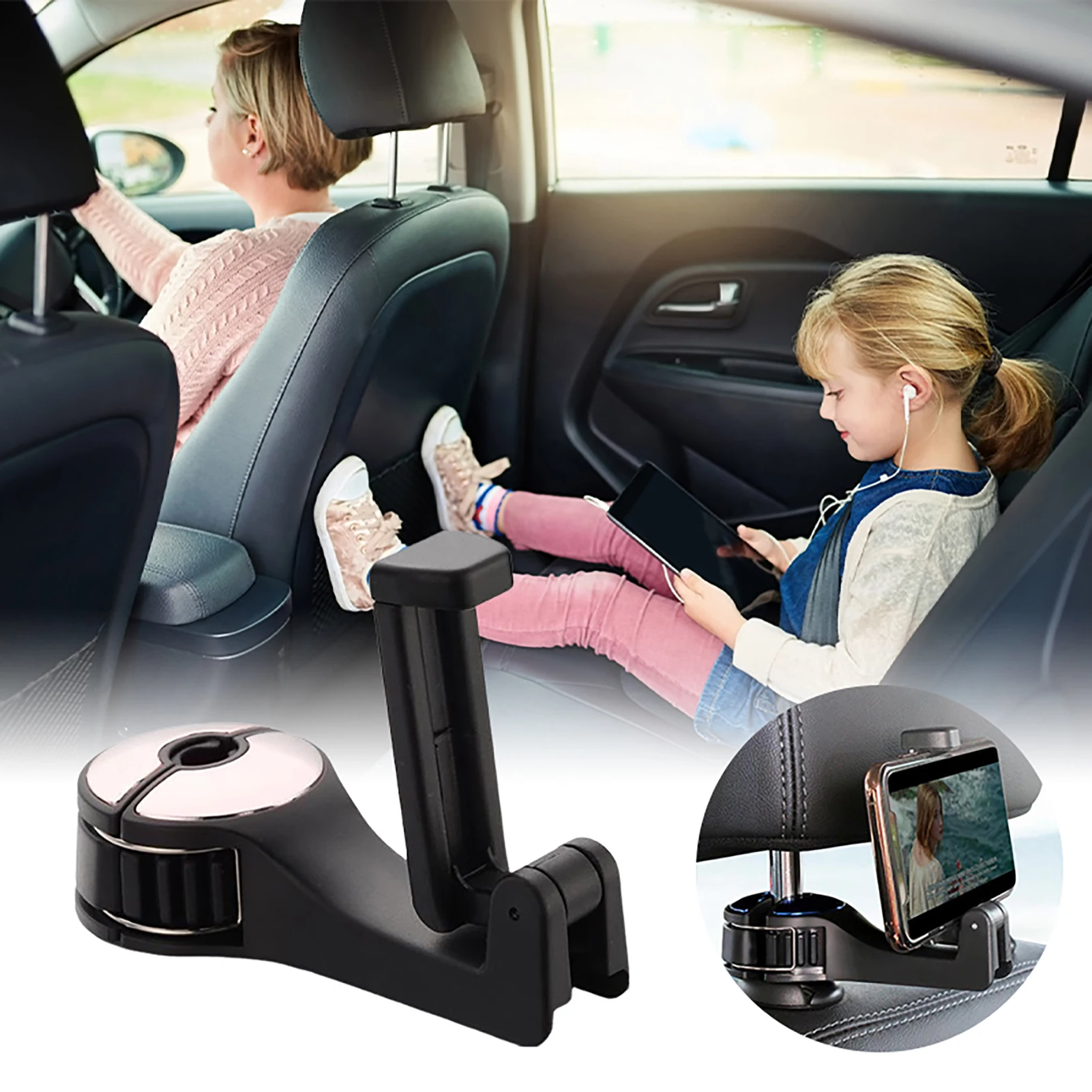 In-Car Headrest Hook Phone Holder Space-saving & Easy to Install Car Headrest Hook Gift for Friends Family Neighbors