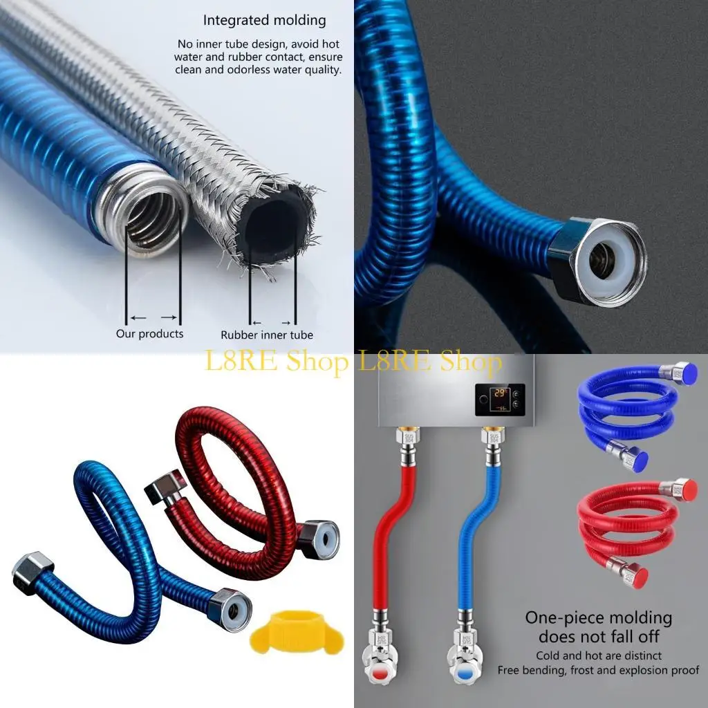 حزمة L8RE من 2 مرنة 304 موصل سخان الماء الفولاذ المقاوم للصدأ الساخن أنبوب مدخل الماء الساخن والخرطوم العملي المشفر