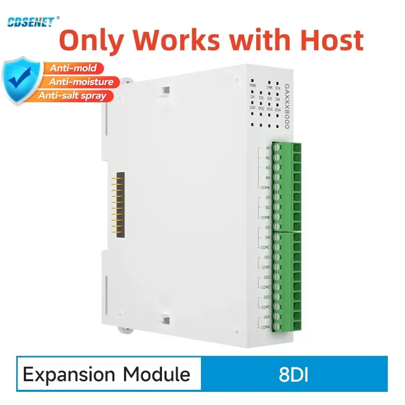 8DI Expansion Remote IO Module RS485 Ethernet CDSENET GAXXX8000 Analog Switch Acquisition Modbus TCP RTU Works with Host