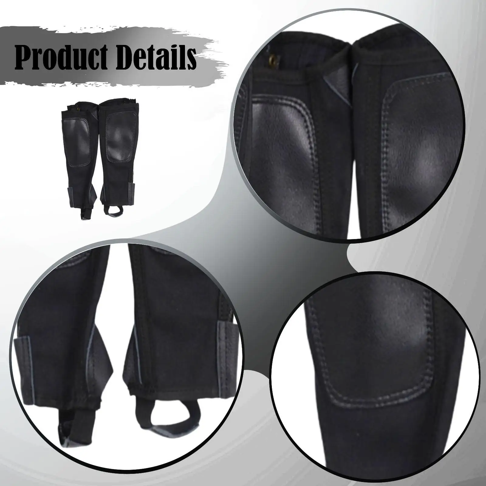 Elastic Side Zipper Horse Riding Boot Cover Wear Resistant Equestrian Half Chap for Training