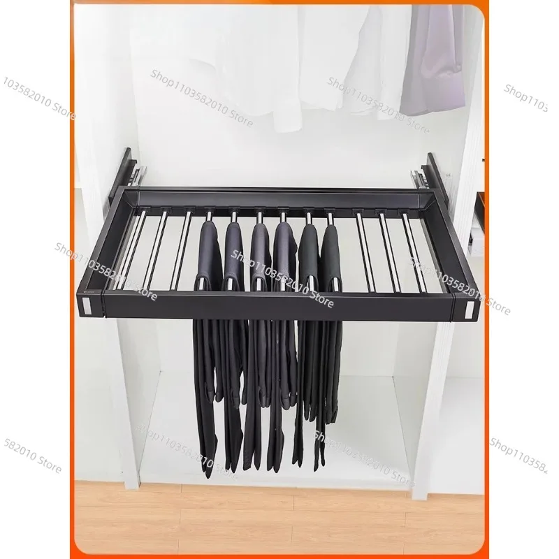Multifunctional Built-In Retractable Pants Slide Rail, Drawer-Type Trouser Storage Rack for Home Wardrobe Organizer