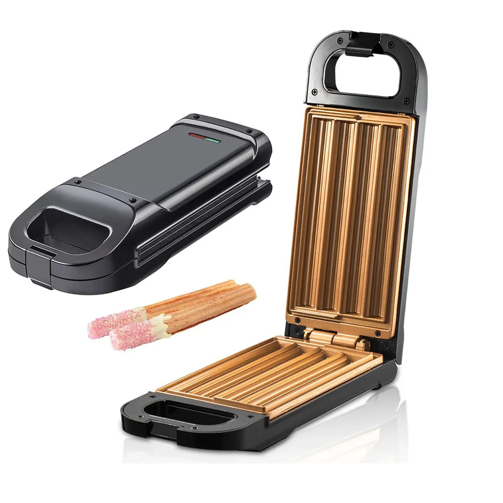 Electric Churro Maker Machine 850W Double Sided Heating Nonstick Easy Cleaning Multifunction Churro Maker for Waffle Stick
