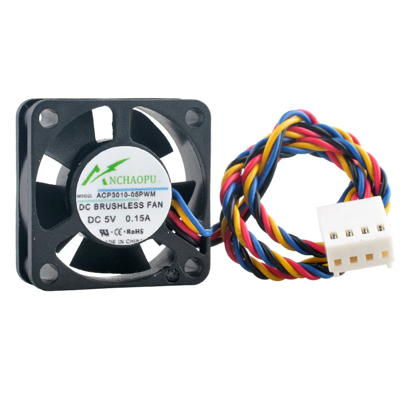 

ACP3010-05PWM ACP3010-12PWM Вентилятор 3 см 30 мм 30x30x10 мм DC5V/12V 4-контактный 8300/10000 об/мин Вентилятор с микроохлаждения с двойным шарикоподшипником для процессора