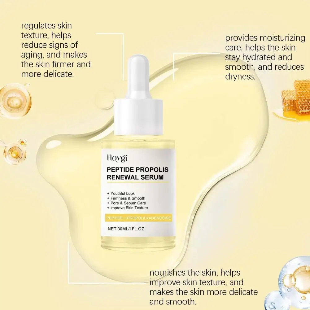 Hoygi-suero peptídico de propóleo, alerosina, arrugas, eliminación de líneas finas, poros, limpieza de sebo, esencia hidratante para aumentar el brillo facial