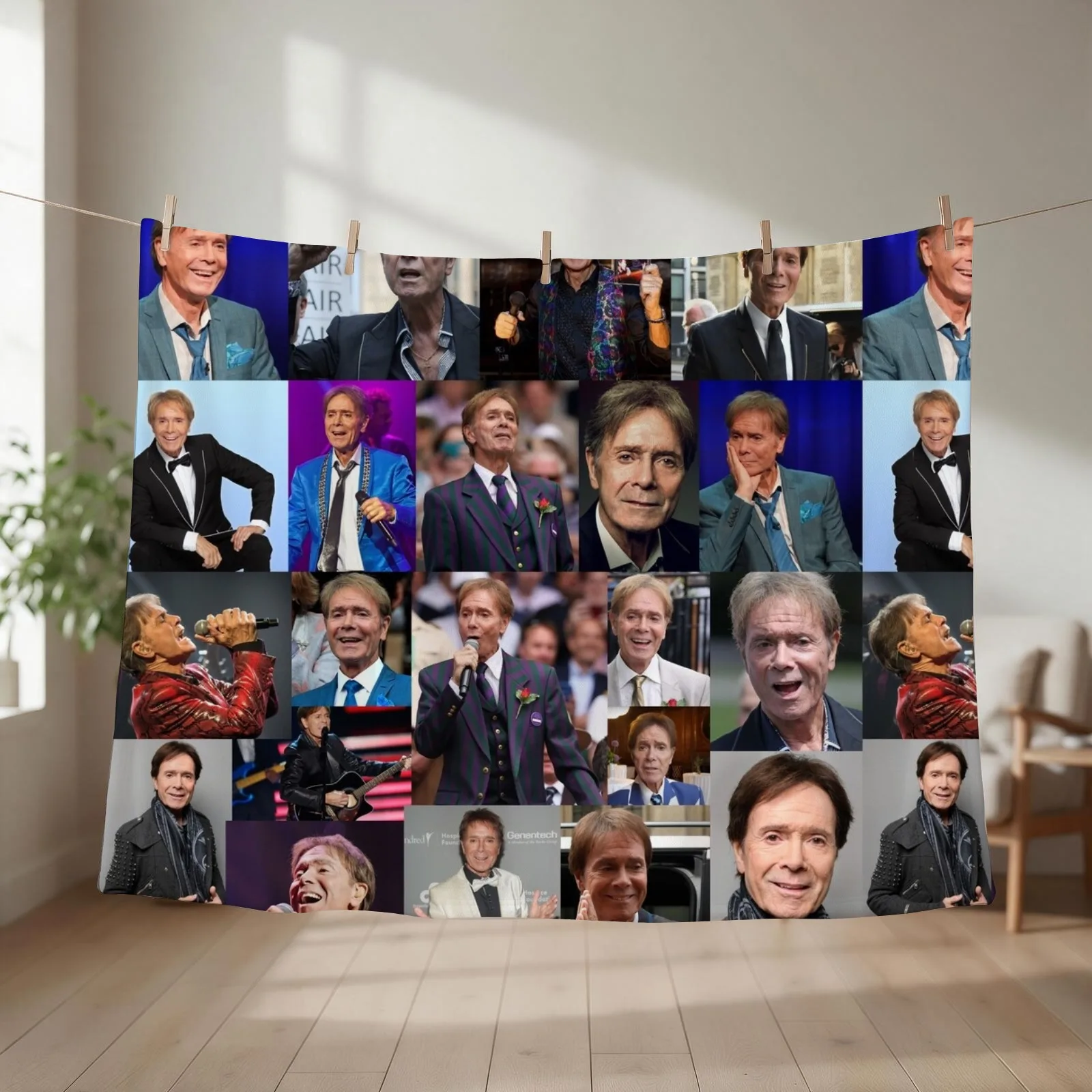 Cliff Richard Veteran English Singer Squarish Photo Collage Throw Blanket couch cozy soft plush fuzzy picnic outdoor blanket