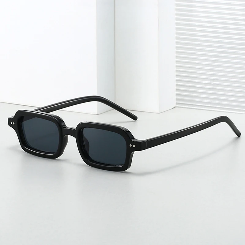 SO & EI جديد صغير مستطيل هلام اللون النساء النظارات الشمسية موضة التدرج ظلال UV400 الرجال المسامير فاسق نظارات شمسية #2