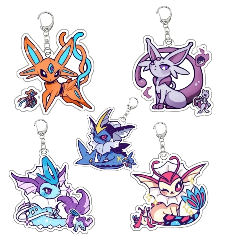 Pokemon Eeveelution Leafeon Sylveon Espeon Acrylic Keychain Cute Student Creative School Bag Pendant Accessories Decoration