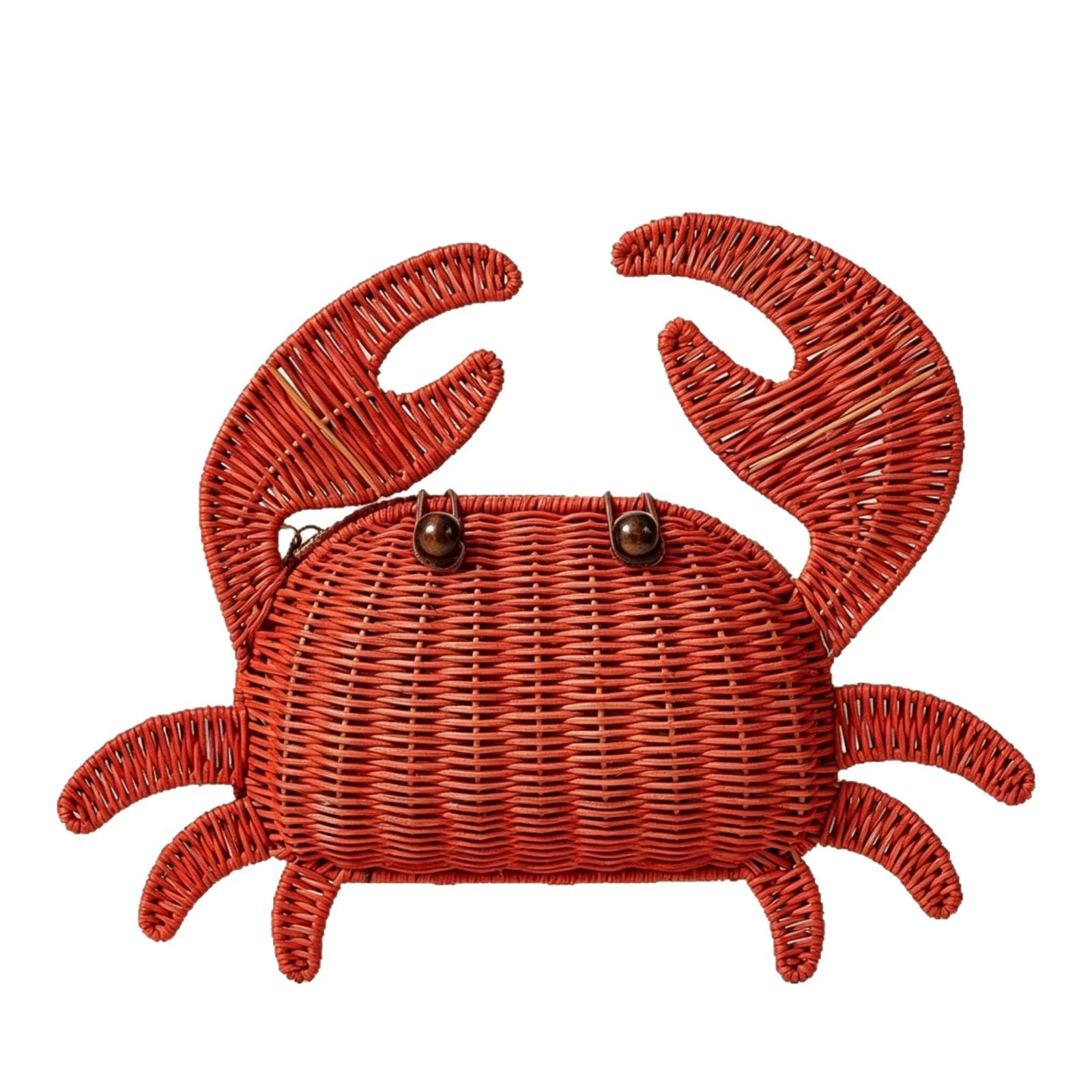 Cute Crab Shaped Rattan Bag Bohemian Wicker Woven Shoulder Bags for Women Funny Purses Beach Straw Bag NEW Handmade Handbags view 4