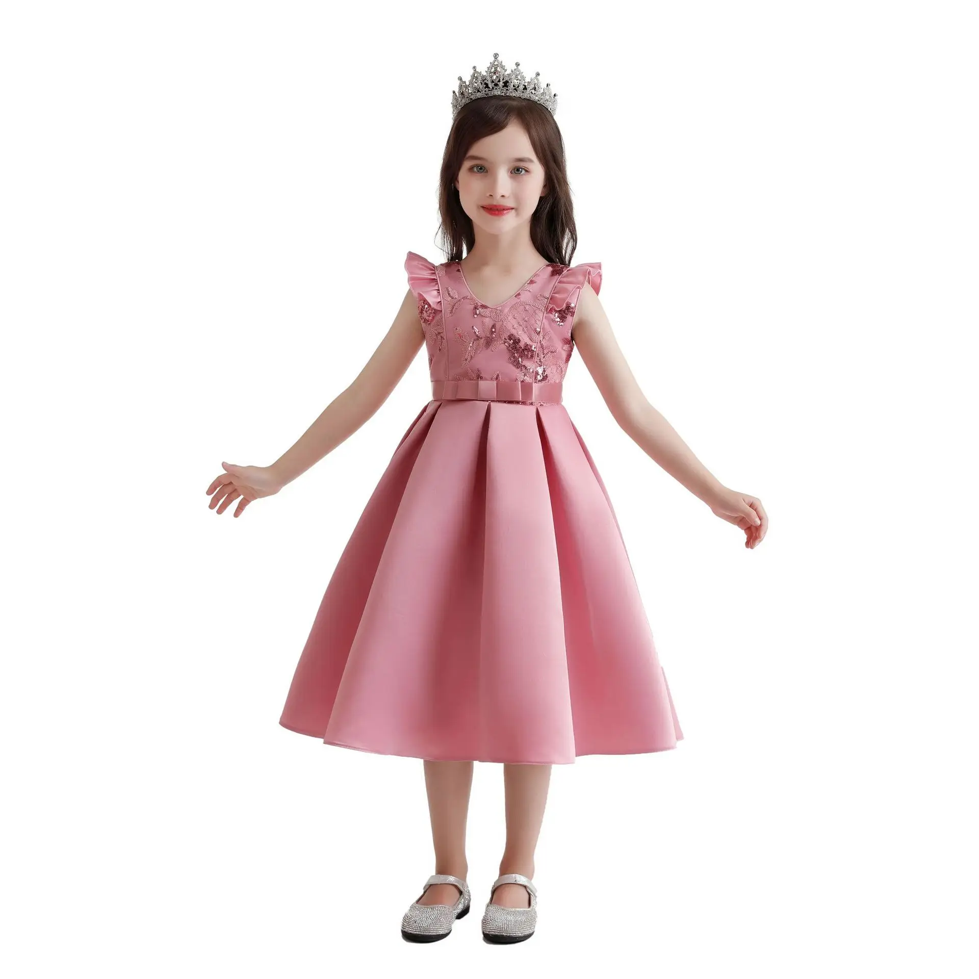 

Girls Dresses Birthday Party Holiday Party Wedding Ball Gown Princess Dress For Girls Sleeve Sequin Girl Teenager Prom Clothing