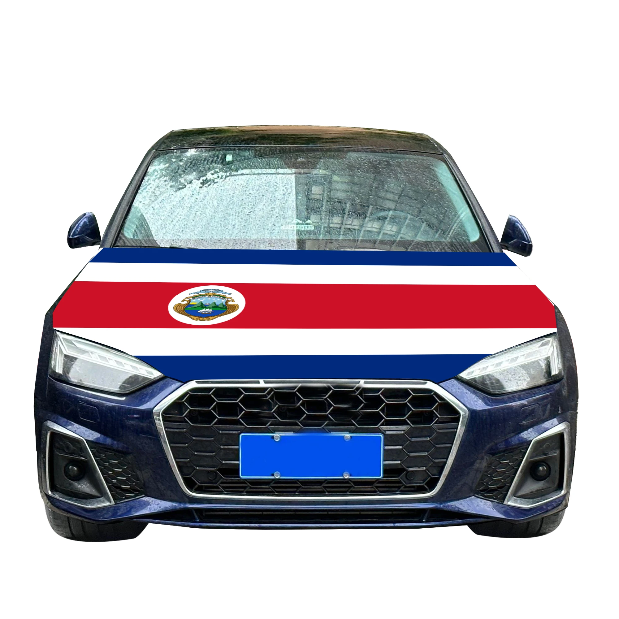 Costa Rica Car Hood Cover Flag  Universal Size Elastic Polyester 120x150cm for Car Decor