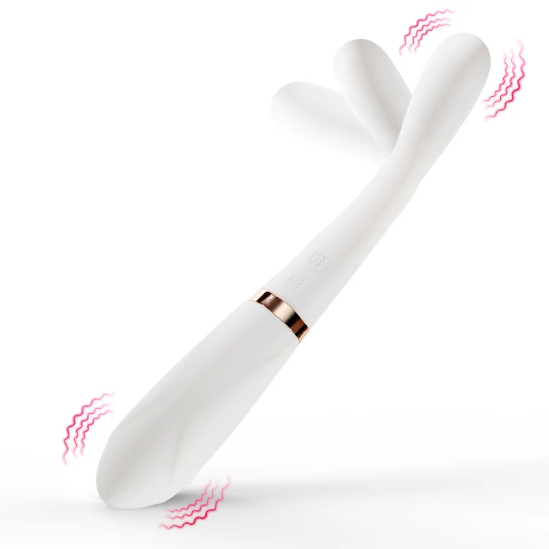 DualHeaded Flexible Vibrating Pen 10 Speeds Independent Control Soft Silicone Rechargeable Clitoral GSpot Massager for Women