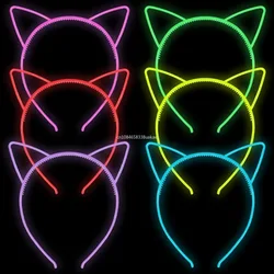 1pcs Luminous Cat Ears Plastic Headband Glow in Dark Hairband Birthday Party Decor Baby Girls Headwear Crown Hair Accessories