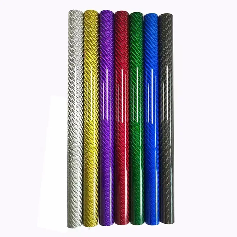 3K Color Carbon Fiber Tube 2PCS Length 500MM Outer 6mm 8mm 10mm 12mm 14mm Wall Thickness:1mm Red Purple Green Blue Yellow Silver