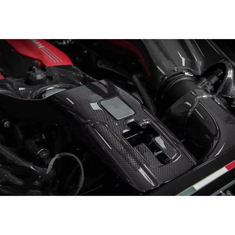 ชุดอุปกรณ์ตกแต่งภายในรถยนต์ แผงปิดห้องเครื่องยนต์คาร์บอนไฟเบอร์แห้ง สำหรับเฟอร์รารี่ 458 สไปเดอร์ ฝาครอบเครื่องยนต์