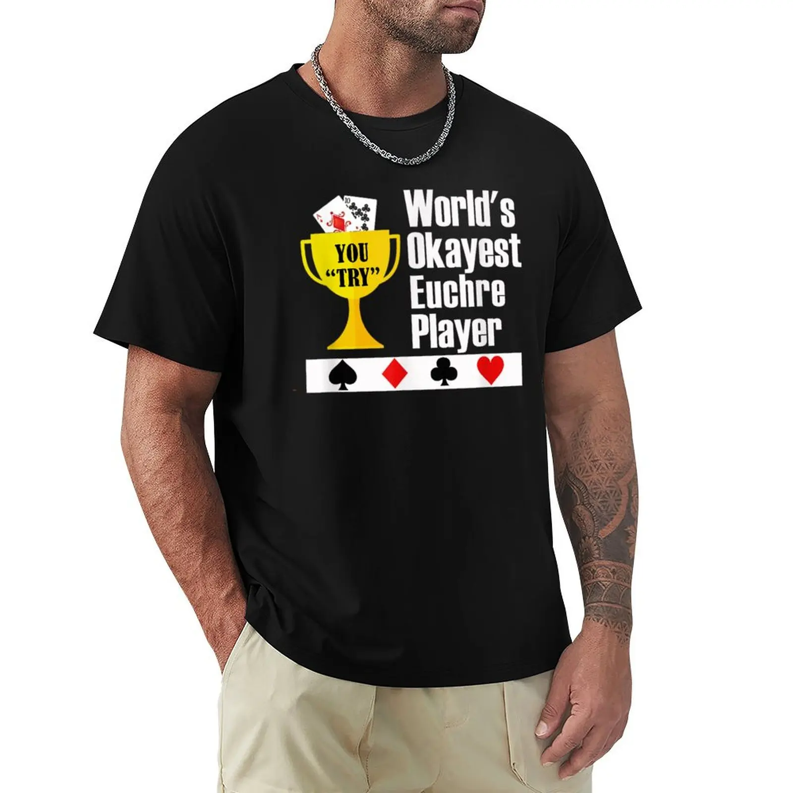 

World's Okayest Euchre Player, Funny Euchre Gamer Gift T-Shirt customs graphic tee shirt plus size tops designer t shirt men