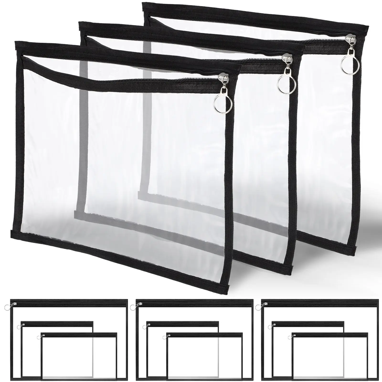 

Pencil Bag 12 Pcs Clear Storage Organizer Travel Pouches Small Zippered PVC Makeup Brush Holder Student School Supplies