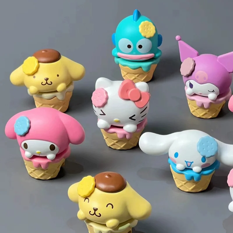 Sanrio ตัวละคร Ice-cream Cone Series กล่องตาบอดของเล่นอะนิเมะ Hello Kitty Mymelody Kuromi Cinnamoroll ตุ๊กตาของขวัญของเล่น