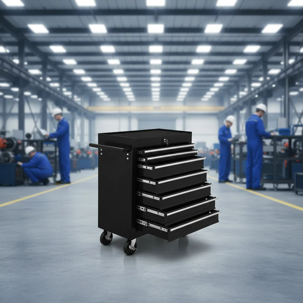

Wholesale 7-Drawer Metal Tool Cabinet Industrial Rolling Chest W/Top Work Platform For Garage Workshop Storage Tool Trolley