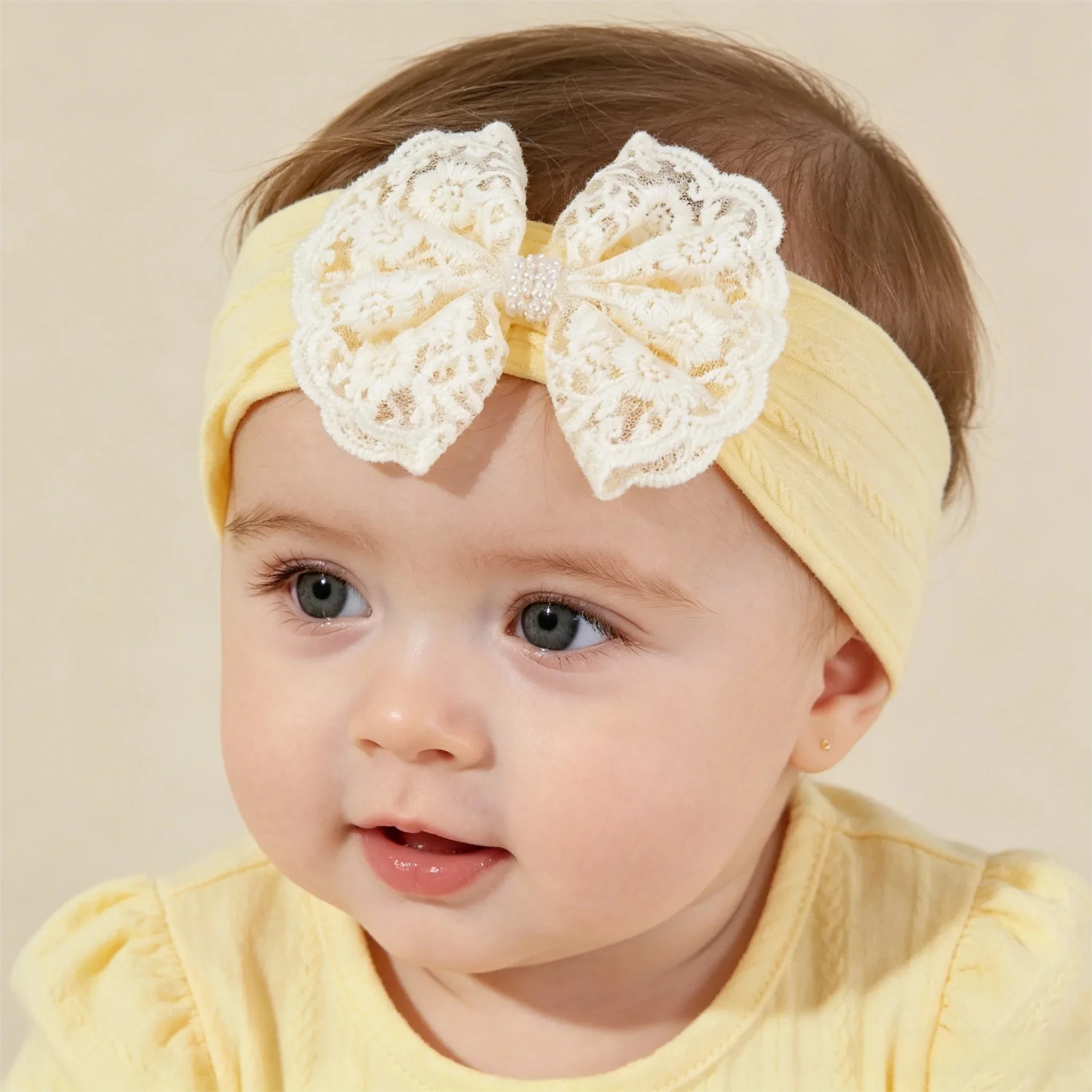 

Headbands For Girl Elastic Lace Pearl Bow Toddler Hair Bands Children Turban Kids Headwear Hair Accessories For Newborn Infant