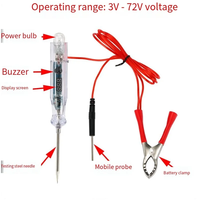【A87T】testador de circuito automático automotivo para carro com voltímetro polaridade de cor dupla indica luz de teste de display de tensão digital LED