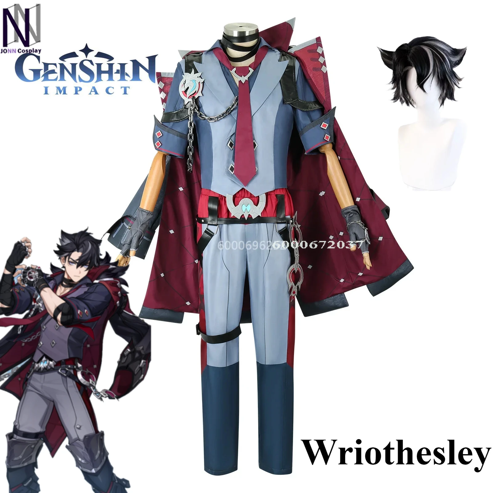 Genshin Impact Game Wriothesley Cosplay Costume Men’s Uniform Wig Anime Chinese Style Halloween Costumes Outfit Role Play Party