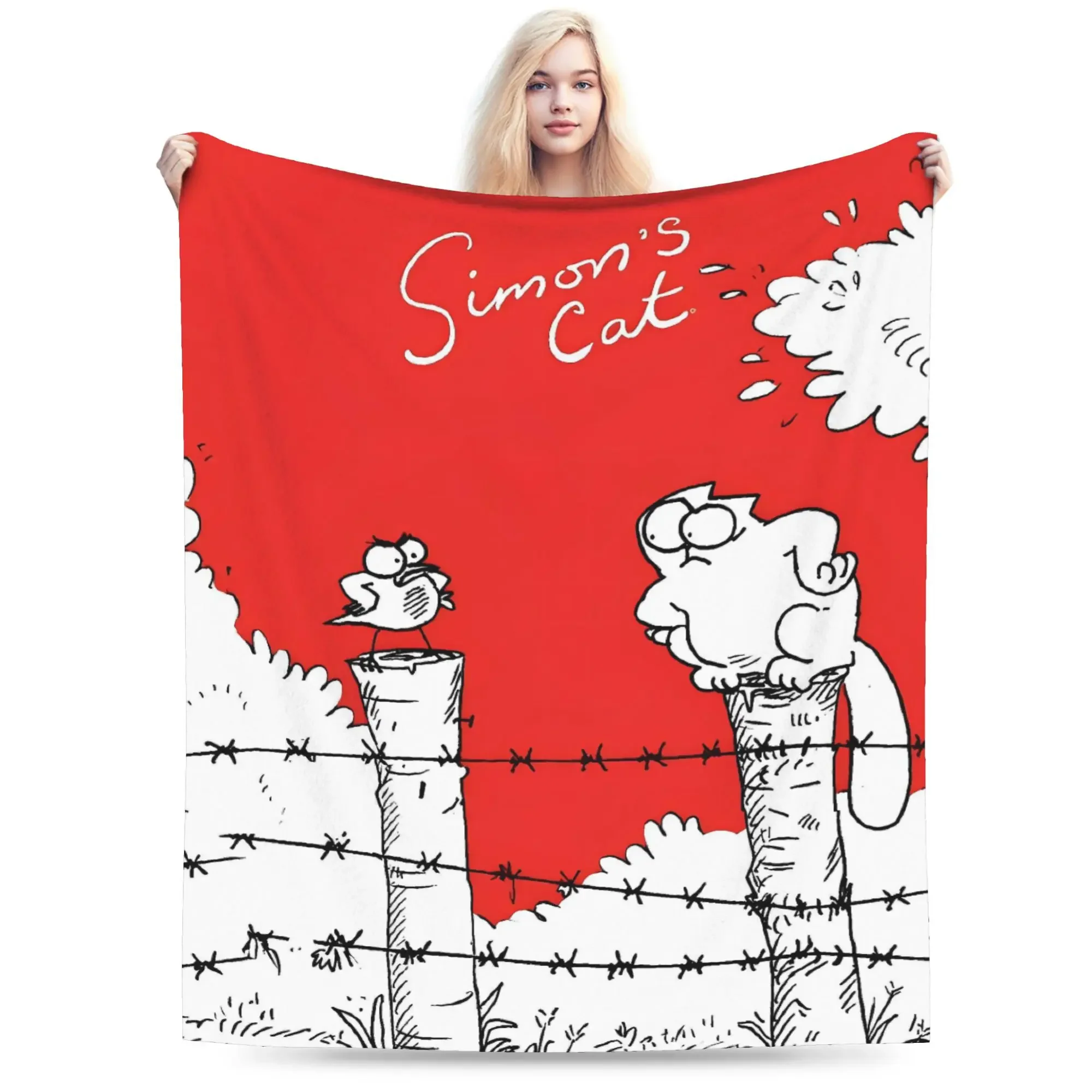 

Soft Warm Flannel Blanket for Kids Camping Sofa Bed Simons Cat Design Throw for Couch or Chair Aesthetic Bedding Cover