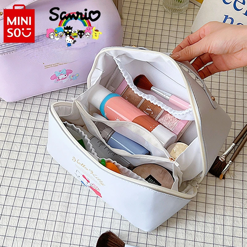 Новая женская косметичка Miniso Sanrio, модная и высококачественная дорожная сумка для мытья, вместительная многофункциональная сумка для хранения