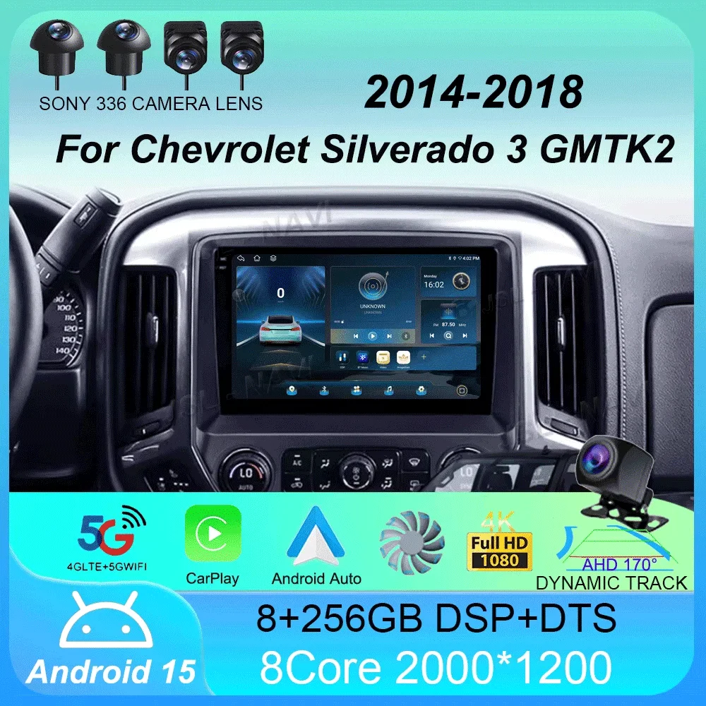 

Car Radio Android 15 Carplay Auto Multimedia For Chevrolet Silverado 3 GMTK2 2014 2015 2016 2017 2018 Autoradio Stereo Head Unit