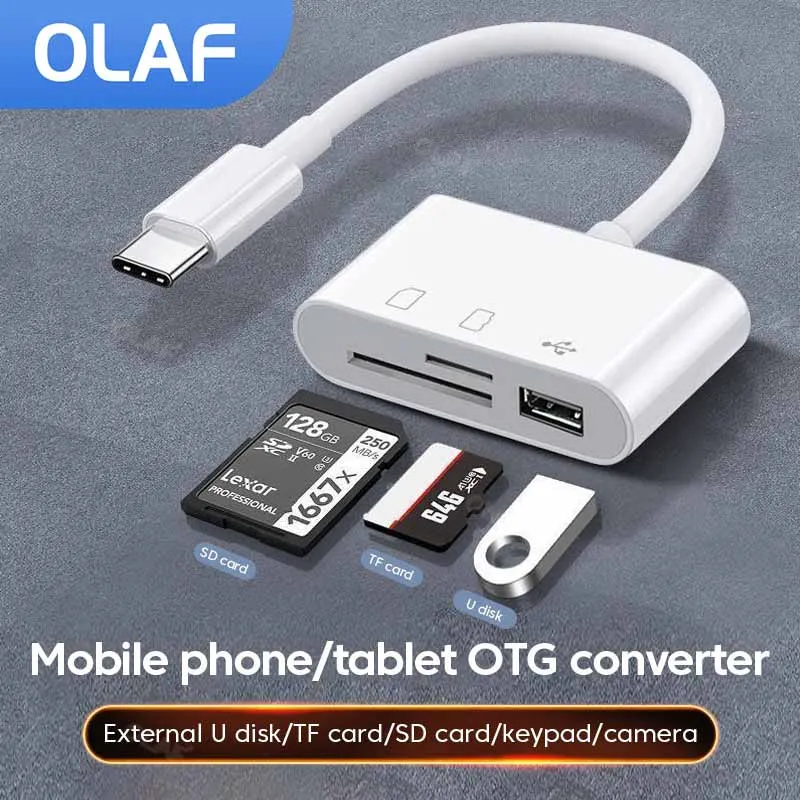 Type C OTG Adapter 3 in 1 TF CF SD Memory Card Reader For Macbook  iPad Samsung Xiaomi Huawei USB C SD Card Reader Adapter