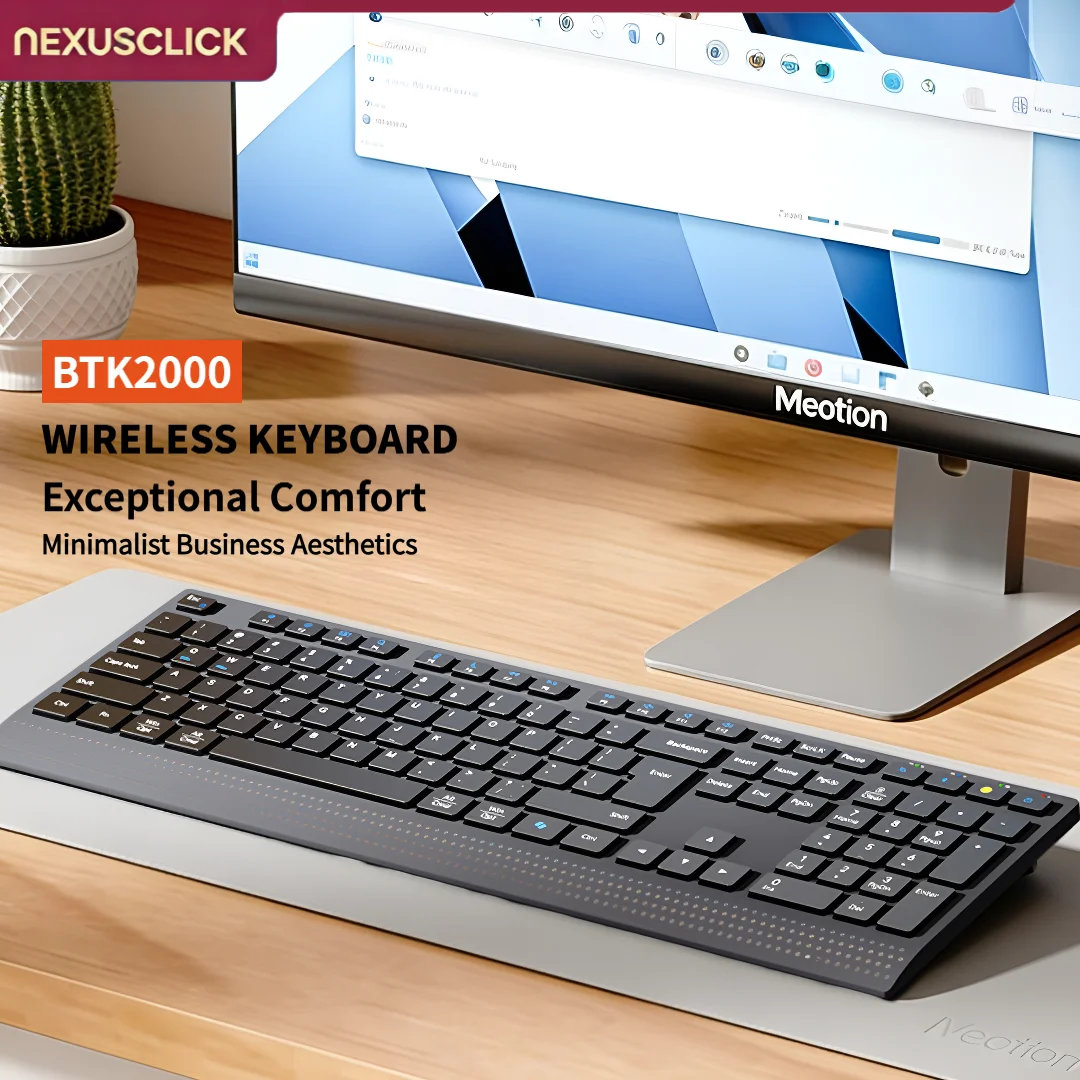 Gaming Keyboard That Is Quiet - เน็กซัสคลิกแป้นพิมพ์ไร้สายแบบเงียบ รูปแบบภาษารัสเซีย/อังกฤษ โหมดคู่ 2.4G/BT ปุ่มกดแบบชาร์จได้ ทนทาน