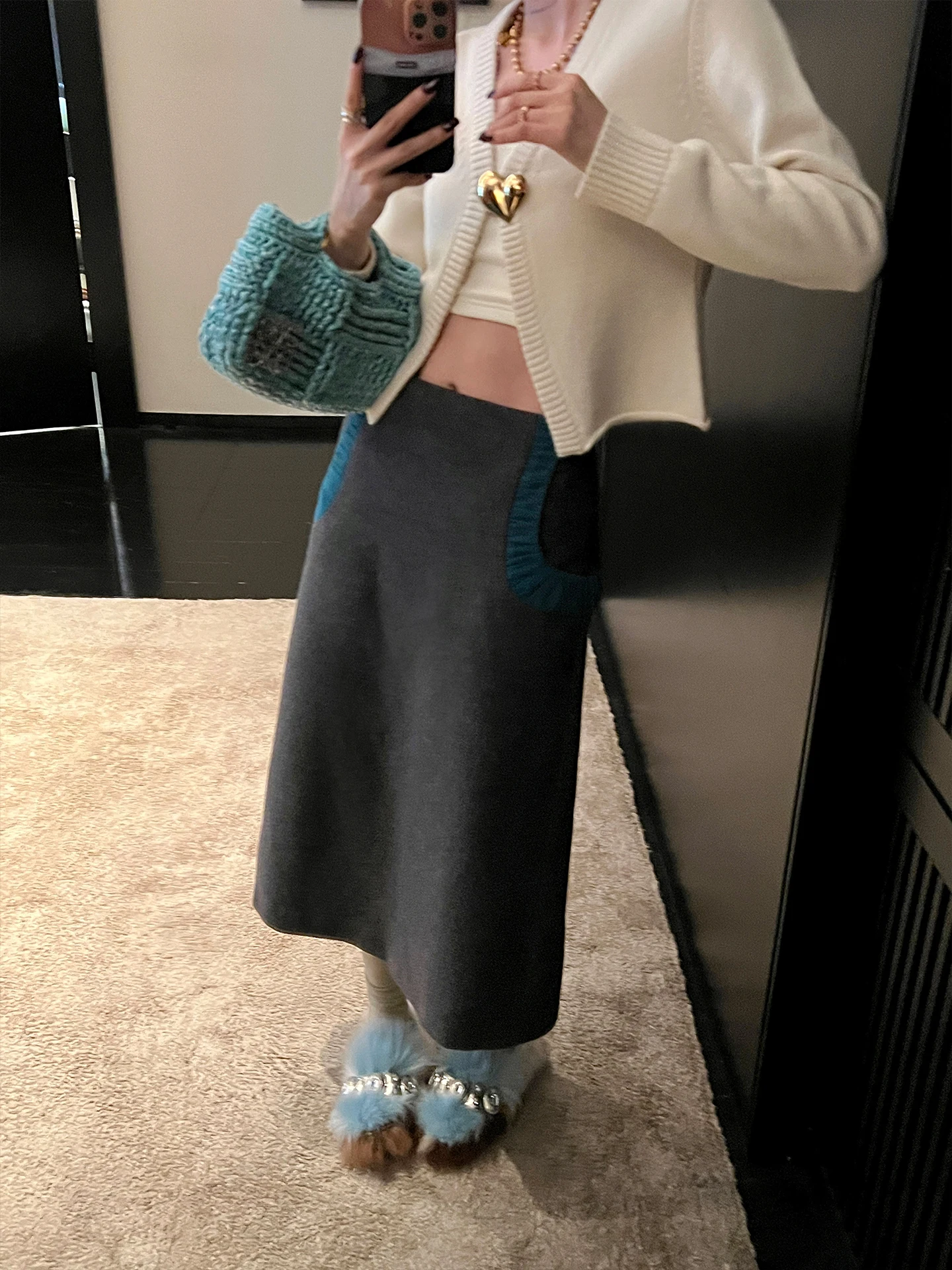 

Элегантная твидовая юбка миди с пэчворком, приталенная, с завышенной талией, А-силуэт, для офиса, винтажная, женская, модная