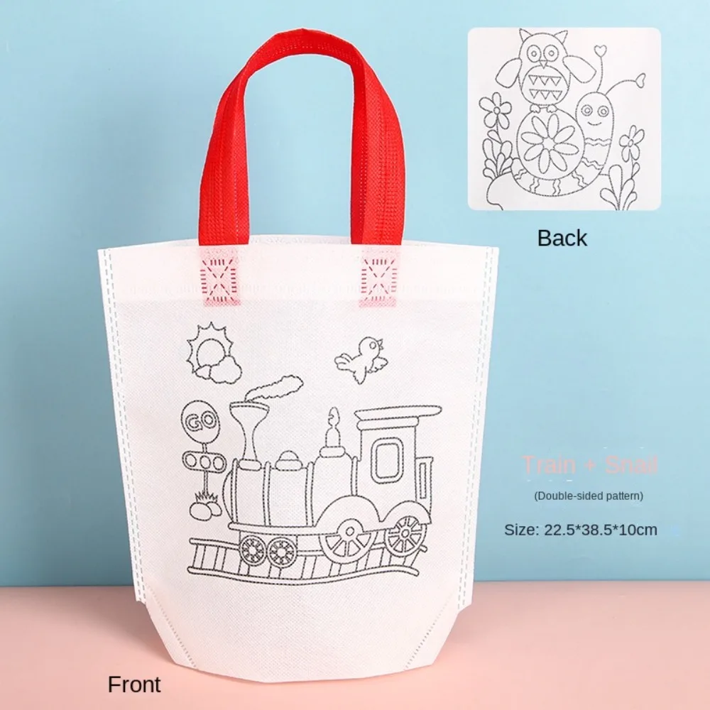 Educational DIY Graffiti Bag DIY Hand Painted Graffiti Handmade Bag Cartoon Colored Drawing Handmade Painting Bags Present