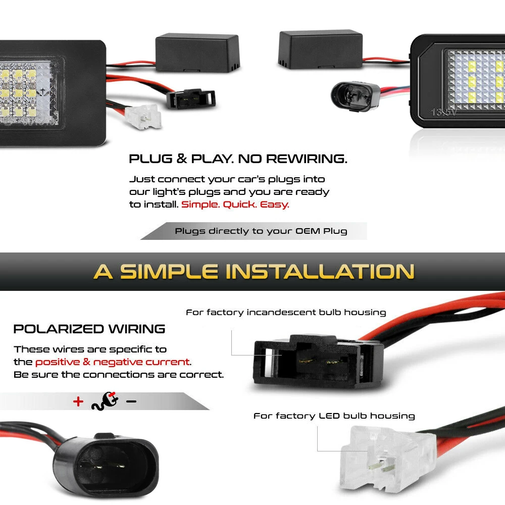 2Pcs LED License Plate Lights Number Lamps For Seat Ibiza Tarraco Toledo Exeo Ateca Arona Altea Alhambra Leon