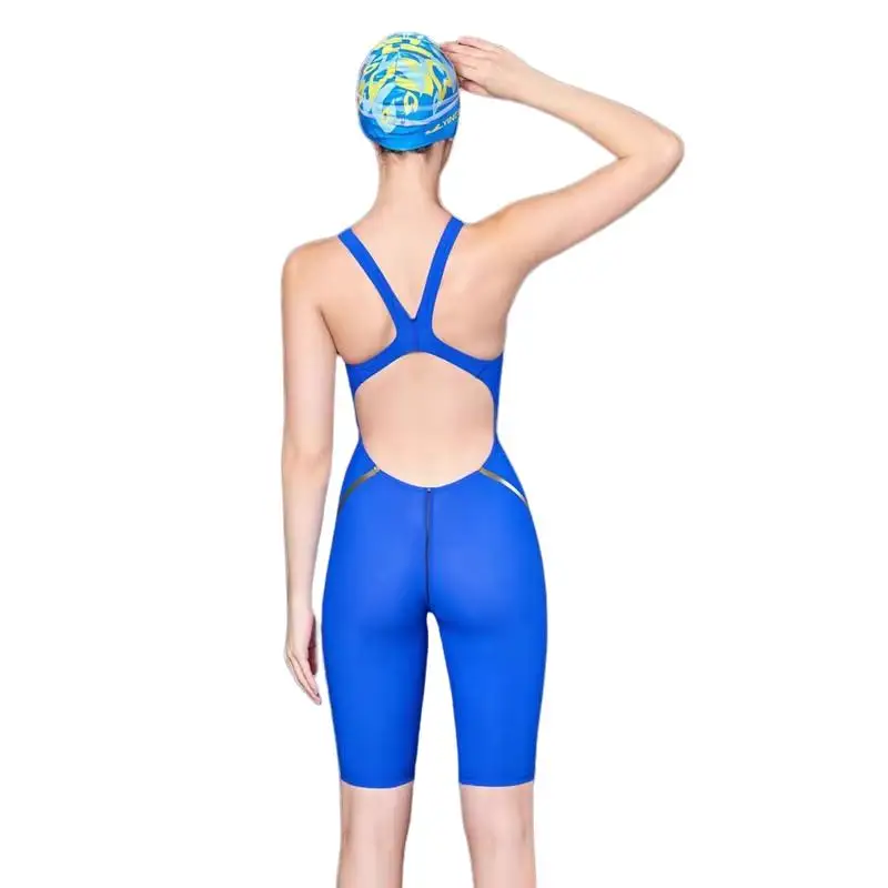 YINGFA FINA Approved Women One Piece Knee Length Swimwear Professional Competitive Racing Training Swimsuit for Girls