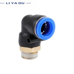 1pcs Pneumatic connector L Shape PL OD 4/6/8/10/12mm Hose Tube M5 6 1/8 1/4 3/8 1/2 BSPT Thread Air Elbow quick coupling Fitting