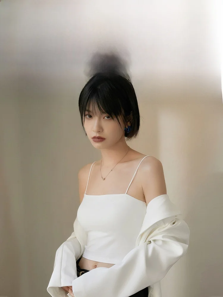 블라피스 스트랩 베스트 여성 이너웨어 아우터웨어 인티메이티드 체스트 패드 발 모달 오버사이즈 여름 패션