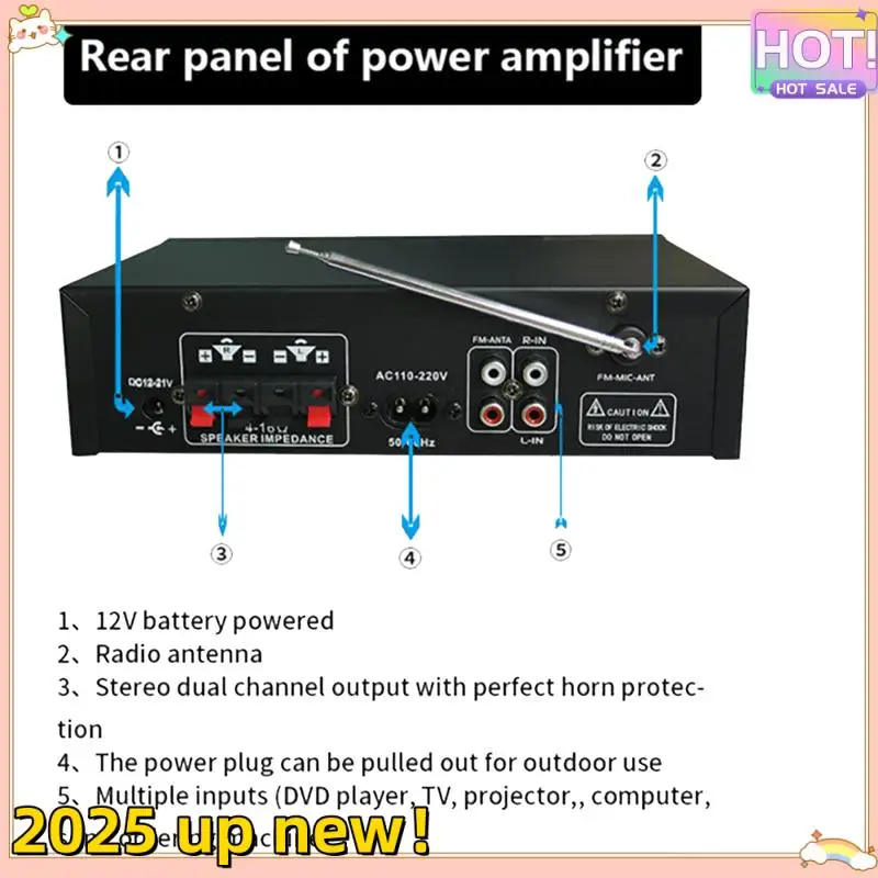 

1000W G919H Home Power Amplifier HIFI Bluetooth 5.0 Audio Audio Amplificador Durable US Plug