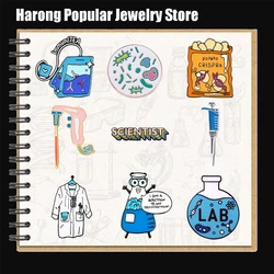 Harong New Science Biology Chemistry Enamel Pin Brooch Creative Lab Lapel Lanyard Bag Coat Gift for Researcher Student Teacher