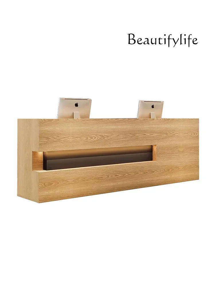 S Retro Solid Wood Company Office Hotel Reception Counter Reception Bar Cashier Decoration Clothing Store