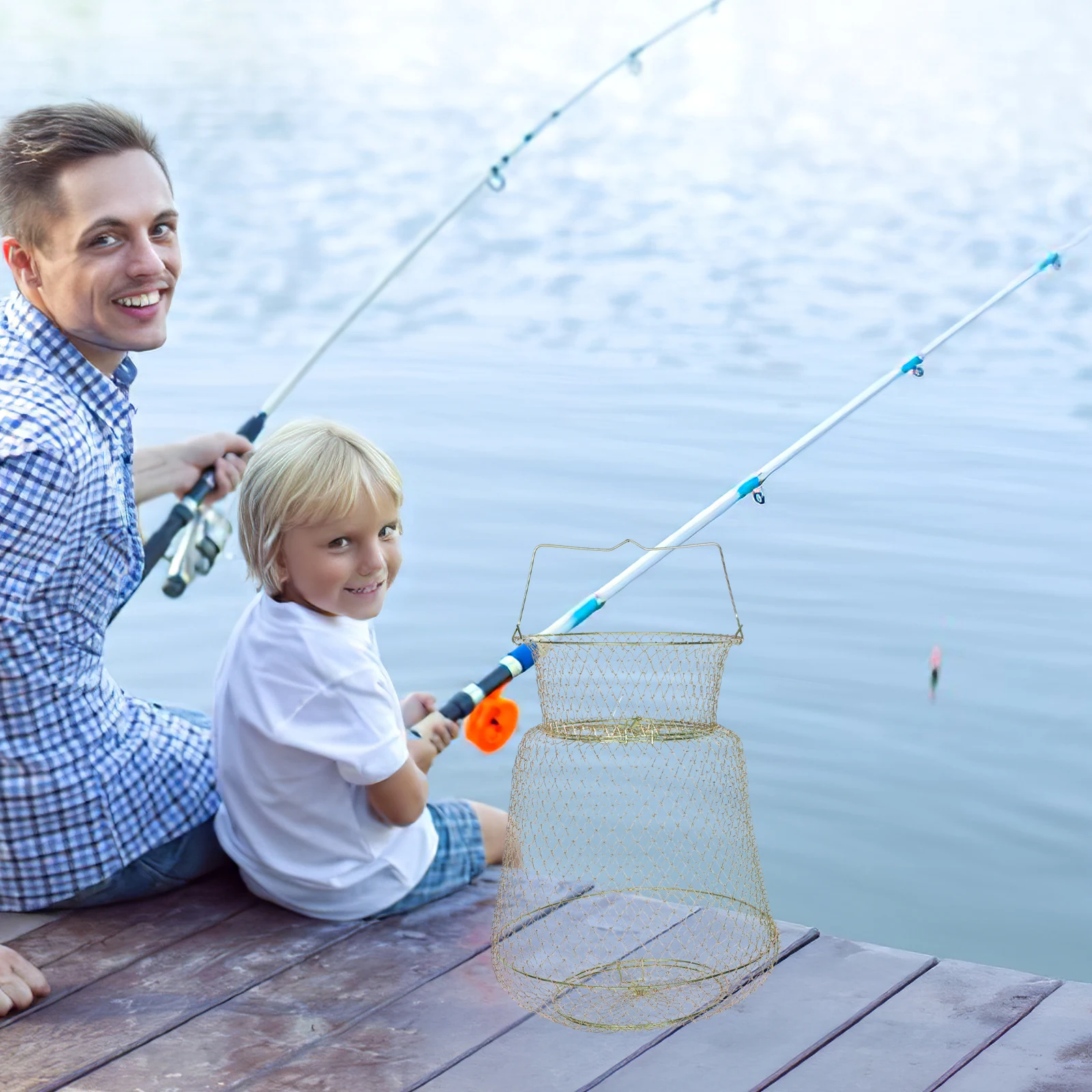 

Wire Fish Basket Catching Net Bucket for Caught Cage Holder Crab Cages Crabbing Collapsible Fishing Baskets